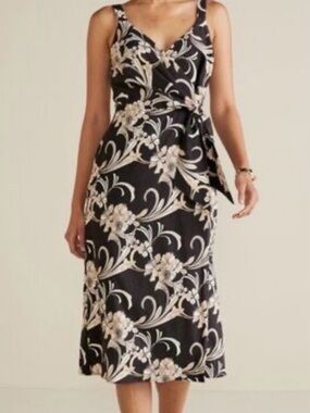 Soft Surroundings Isla Stretch Linen Midi Dress Size Large NWOT